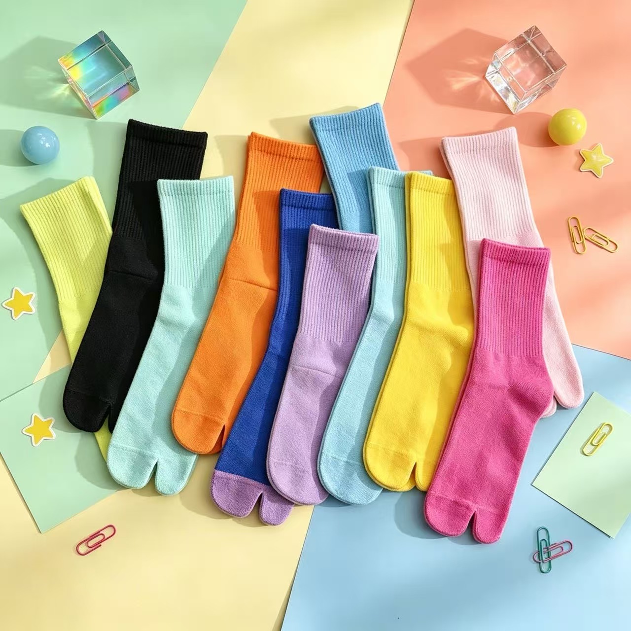 Candy Color Mid-Calf Tabi Sock - Toe Sock Split review and price